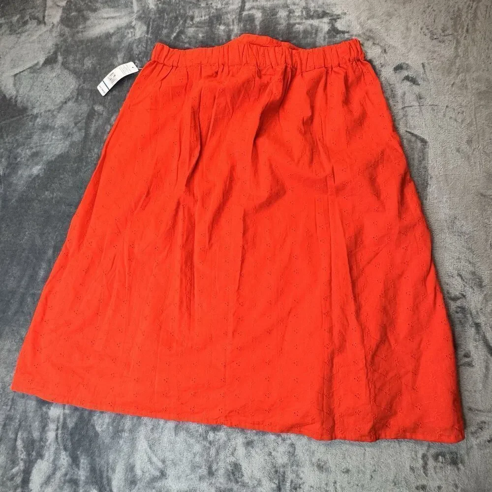 Garfield & Marks Sz XL Embroidered Lined Skirt Button Front Tie Elastic Waist